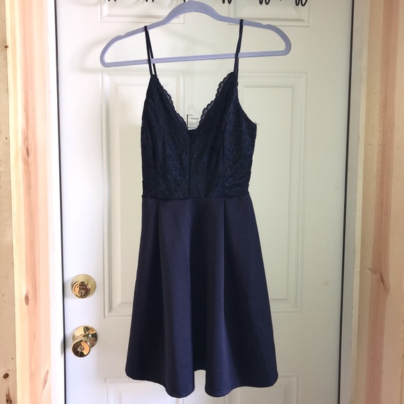Charlotte Russe Dresses & Skirts - Navy lace strap dress
